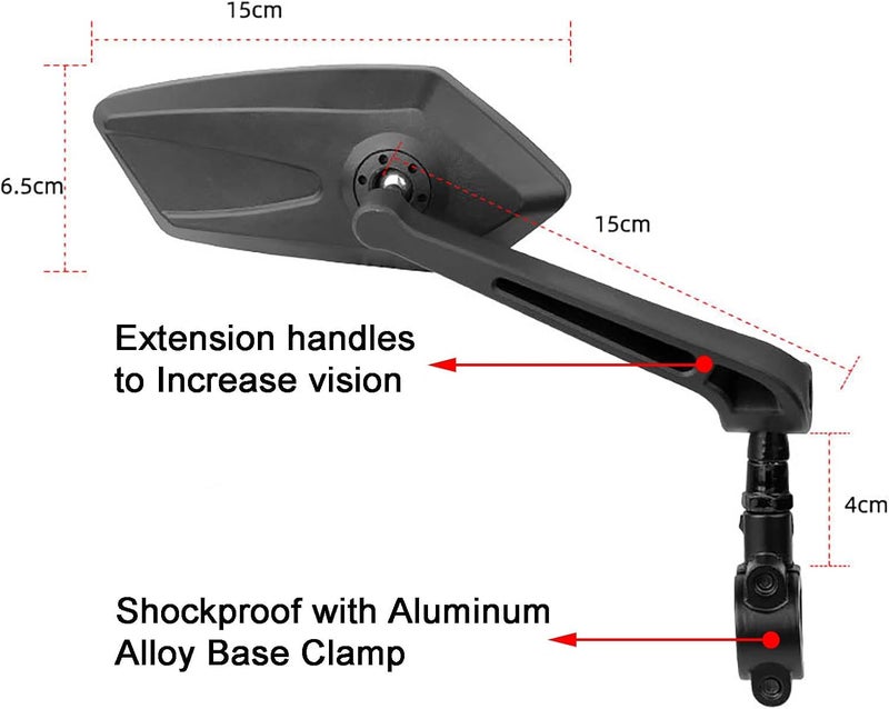 COTOUXKER Bike Mirror, Bicycle Mirrors of Handlebars Rotate Rearview Glass Lens, Safe Cycling Bike Rear View Mirror (Diamond) - Image 4